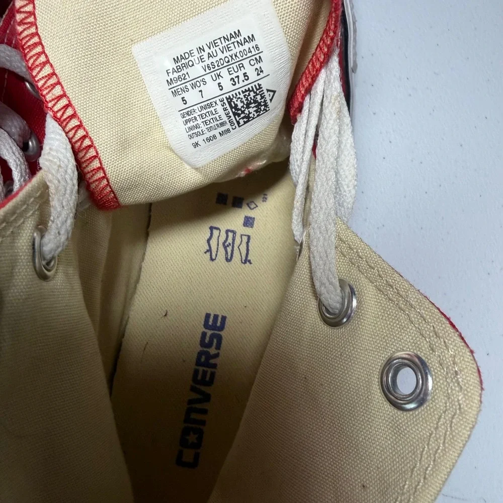 Converse Chuck Taylor‎ All Star High Top Men 5 Women 7 Red Canvas Sneakers M9621 - Picture 6 of 9